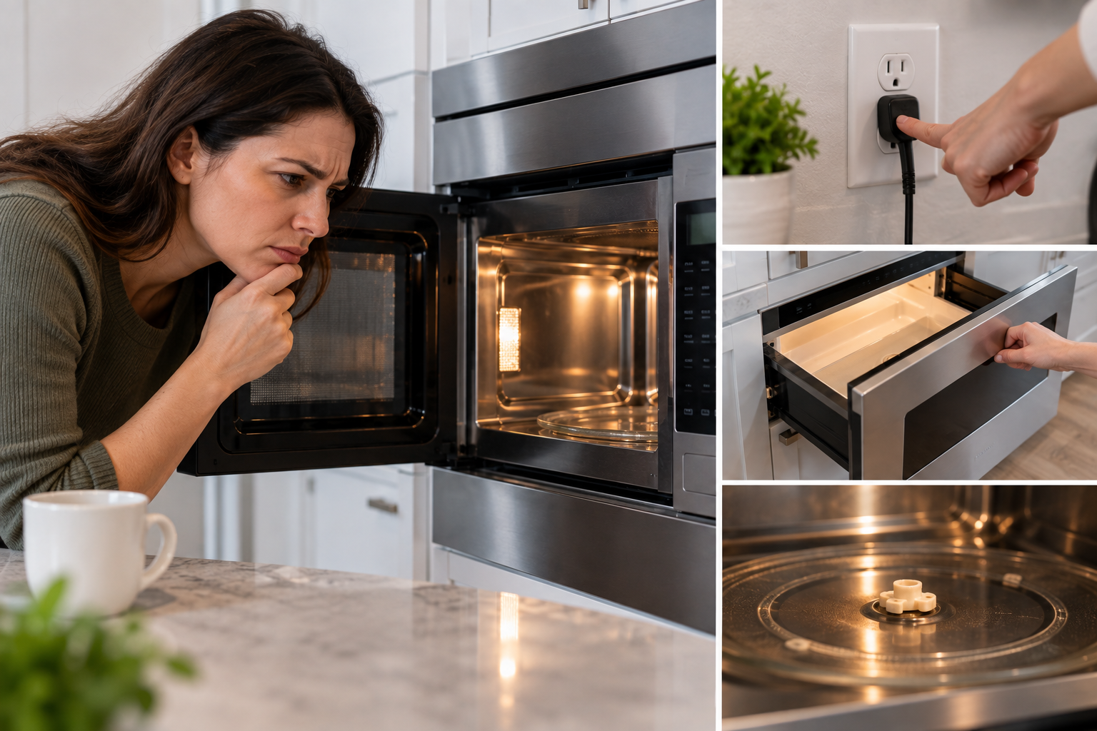 microwave not heating or drawer not opening common problems and checks image