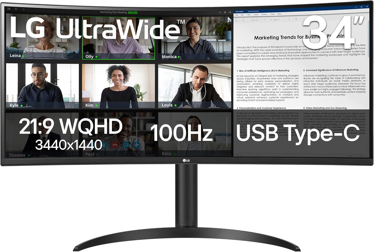 LG 34WR55QK-B UltraWide Curved Monitor