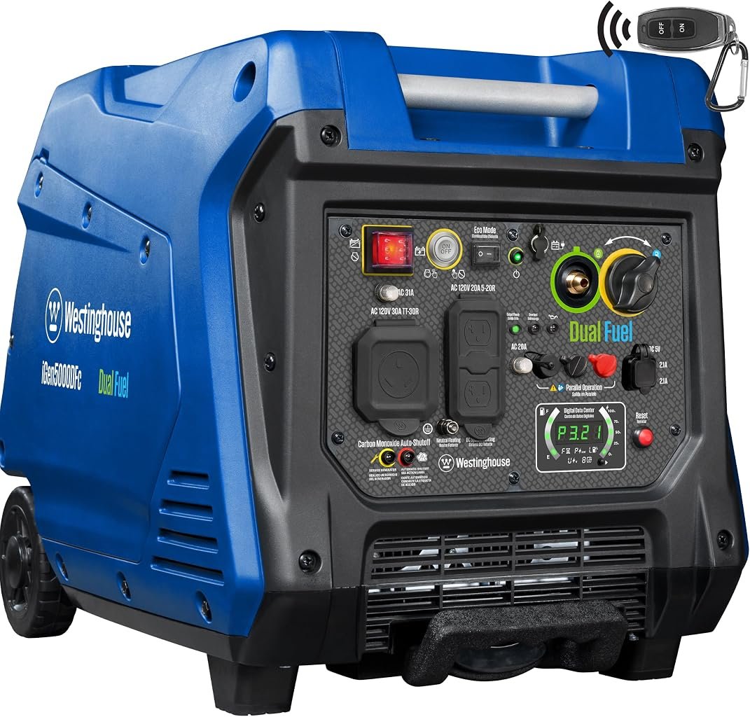 Westinghouse 5000 Peak Watt Gas Inverter Generator with Wheel Kit