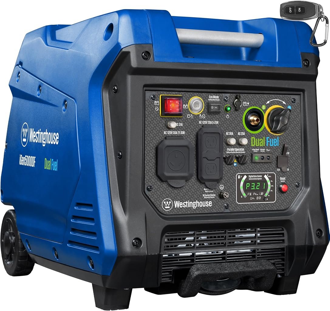 Westinghouse 5000 Peak Watt Dual Fuel Inverter Generator with 30A Outlet