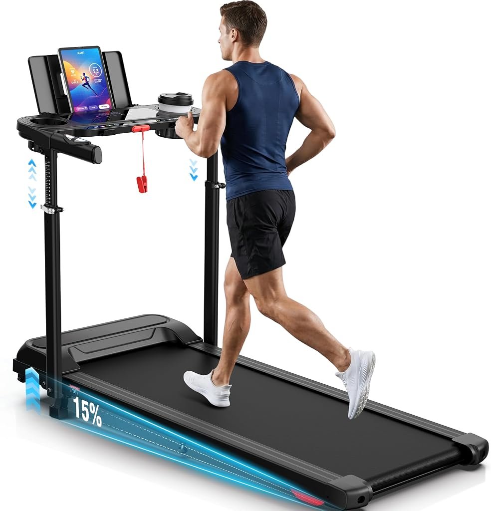 ANCHEER Incline Treadmill with Desk Workstation