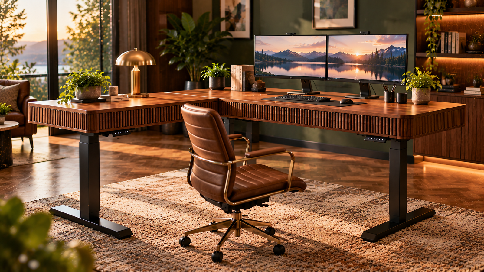 how to organize cables on a height adjustable standing desk image