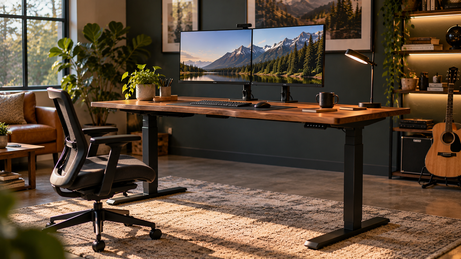 how to set standing desk height for sitting and standing image