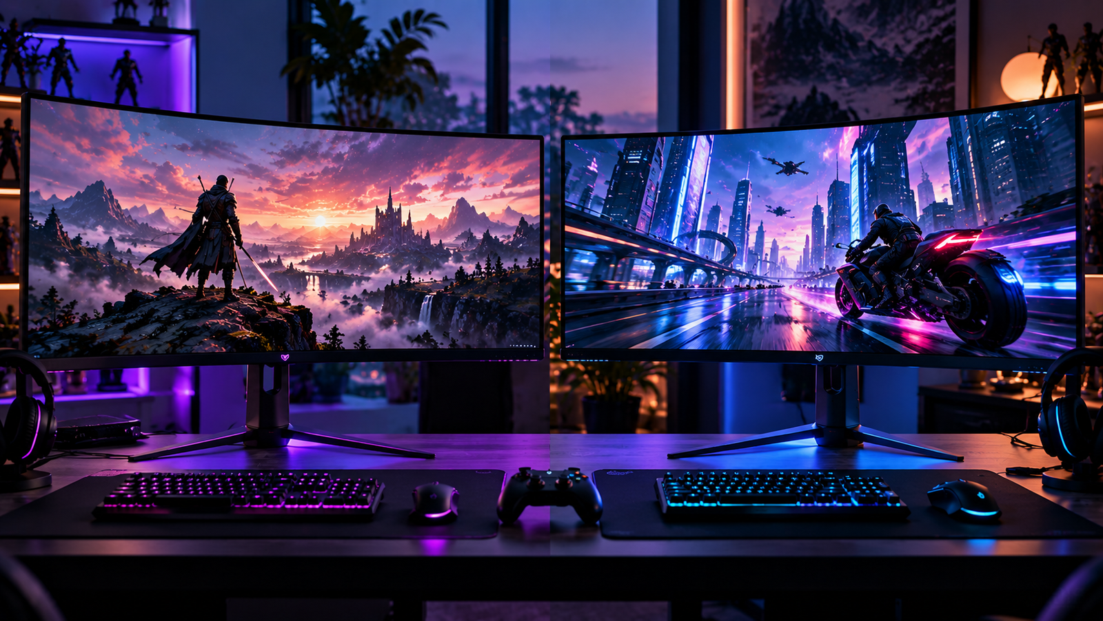 lg ultragear 34gs95qe vs 34gx900a b oled gaming monitor comparison image