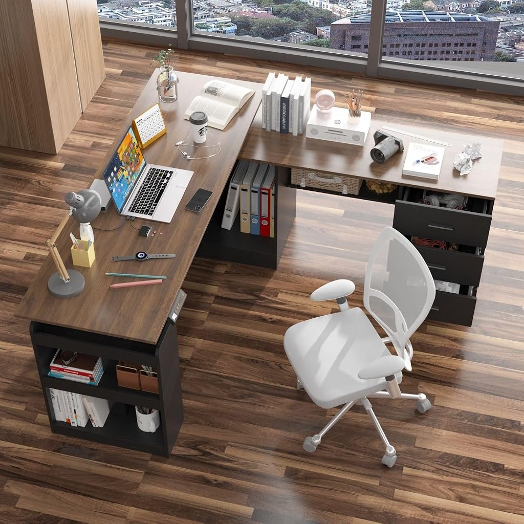 MOUMON Executive L-Shaped Electric Standing Desk